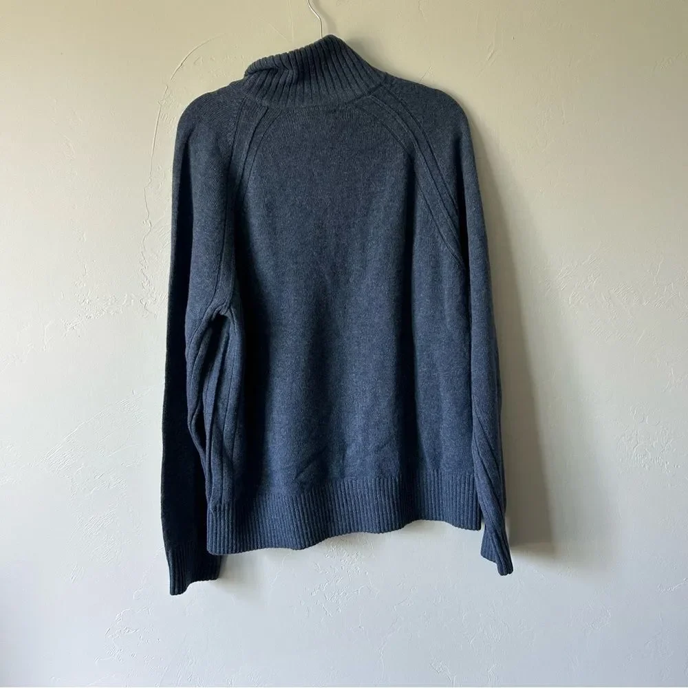 Banana Republic Pierro Wool Henley Sweater Light Blue Heather Large Classic